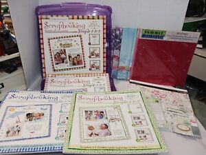 Scrapbook Supplies Lot Paper, 4 Books, Case