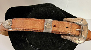 Vintage Ranger Belt  Buckle 3 piece 10K on Sterling Leather  29 in center hole