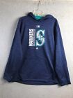 Seattle Mariners MLB Authentic Majestic Sweater Mens XL Blue Pullover Hoodie