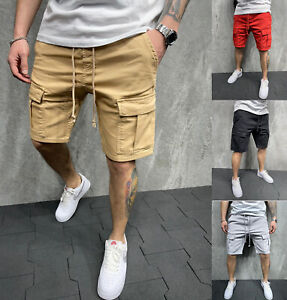 Mens Casual Chino Pocket Cargo Shorts Sport Joggers Pants Trousers Summer Gym
