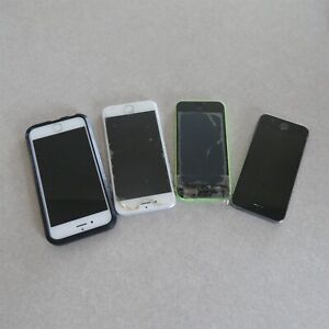 *AS-IS* Lot of 4 Apple iPhones Green, Black & White Assorted Models