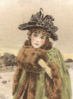1893 BOSTON RUBBER SHOE CO TRADE CARD, WORLD'S FAIR EXHIBIT AD, PRETTY LADY C105