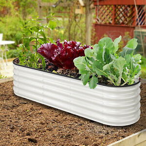 Outdoor Raised Garden Bed Kit Galvanized Metal Planter Box with Rubber, Gloves