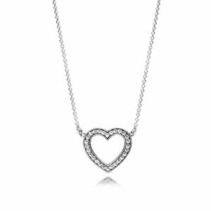 Authentic 925 SIlver Loving Hearts of PANDORA Necklace #590534CZ- 45cm POUCH