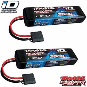 Traxxas 2869X 2S 7.4V 7600mAh 25C LiPo Battery w/ iD Connector [ 2 Pack Combo ]