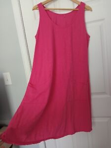 Fresh Produce dress pink 100% cotton knit  Aline sleeveless V neck  XL USA