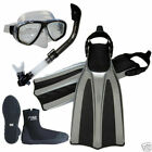 NEW Scuba Dive Mask Semi-Dry Snorkel Boots Fins Gear Set Package