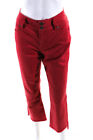 Cabi Womens High Low Crop Mid Rise Straight Leg Jeans Pants Red Size 4