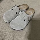 Birkenstock Boston Taupe Suede Soft Leather WORN ONCE NO BOX Size 8.5