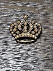 Vintage Royal Crown Pin Brooch Gold Tone Faux Pearl 1”