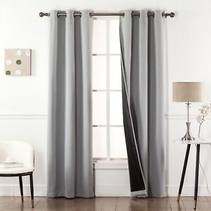 Gray 100% Blackout Window Curtains - Black Back & Grommets - 4 SIZES!!!