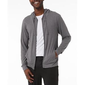 32 Degrees Men's Quick-Dry Stretch Hooded Full Zip Sleep Jacket Dark Gray Large
