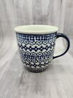 Boleslawiec Hand Made Poland Polish Pottery Coffee Mug Cup 10 Oz Blue Pattern