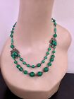 Early Miriam Haskell Green Poured Glass Grape, Leaves Collar Necklace Unsigned