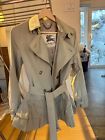 BURBERRY Authentic trench coat, belt button, women 10, color hunter, pre-owned