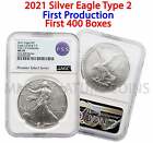 2021 Silver Eagle Type 2 First T-2 Production First 400 Boxes MS70 NGC 1st Year!