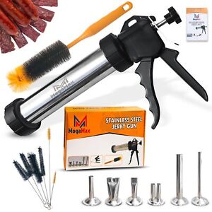Professional Beef Jerky Gun Kit - Stainless Steel Meat Gun with 6 Nozzles