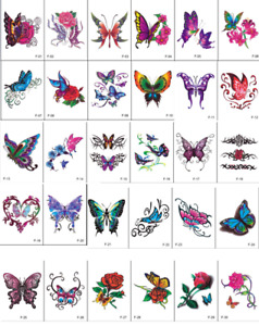 30Pcs Rose Flower Butterfly Women Girl Temporary Tattoos Fake Body Stickers #F