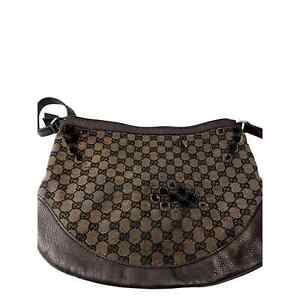 Tan Brown Gucci GG Monogram Crossbody Bag Vintage Purse Italy Pockets Patterned.
