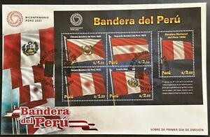 Perú Fdc 2021 Bicentenario: Banderas del Perú.