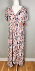 Isabel Womens Wrap Dress Pink Maxi Floral Stretch Short Sleeve Maternity L New