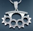 Brass Knuckles Necklace Stainless Chain New Pendant Knuckle Duster Iced Out