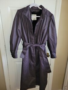 London Fog Vintage Greyish Purple Women's Trench Coat Size 18r Removable Liner