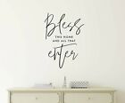 BLESS THIS HOME AND ALL WHO ENTER Home Wall Art Decal Words Lettering Decor