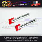 Audi Supercharged Emblem Side Fender Badge Logo Chrome Red Sticker Pair OEM (For: Audi)