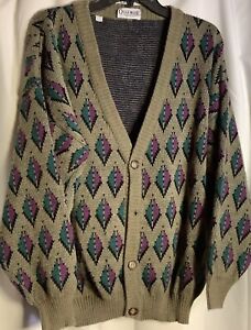 Oggi Mode X Large Cardigan sweater - Italy. Wool & Acrylic , Ribbed cuffs & hem.