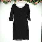 Eliza J Black Lace Overlay 3/4 Sleeve Sheath Dress, Size 8
