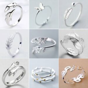 Fashion Silver Cute Feather Adjustable Ring Wedding Party Women Jewelry Gift New