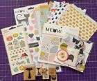 Cat Scrapbook and Stamp Lot - My Mind's Eye American Crafts Crate Paper