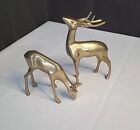 2 Vintage Solid Brass Deer Figures Buck Standing 6-1/2