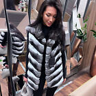 Women Hot Winter Real Rex Rabbit Fur Waistcoat Natural Fur Chinchilla Vest Gilet