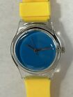 Retro Style May28th ME Watch Yellow Band, Clear Case, Blue Dial - New Battery