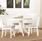 White Dining Table Set 4 Chairs Round Table Wood Kitchen Breakfast Furniture New