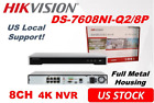 Hikvision 4K 8MP 8 Channel NVR DS-7608NI-Q2/8P 8 CH POE No Hard Drive