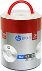 100 HP Blank 16X DVD DVD-R Branded Logo 4.7GB Media Disc Spindle with Handle