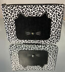 Kate Spade New York Large Zip Pouch Meow WLR00592 Black White