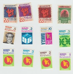 Bangladesh 12 stamps. 1971 & 1972