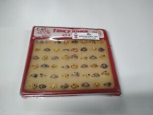 Vintage Fancy Rings Gold Gumball Machine Cracker Jack Toy Prize Display Card