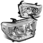 For 2014-2021 Toyota Tundra Headlights Lamps Halogen W/O DRL Chrome Clear Pair (For: 2019 Tundra)