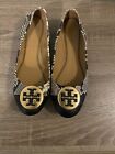 Tory Burch Minnie Cap-Toe Ballet Stamped Snake Printed Leather Flats Shoes 5.5