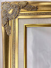 Antique Gold Ornate Baroque Wood Picture Frame Linen Liner 3