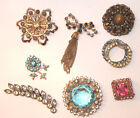 Lot of 8 Vintage Brooches Pins Rhinestone Costume Jewelry