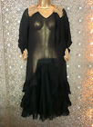 1920s Flapper Black Lace Dress Antique 1930s
