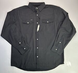 Poncho Fishing Shirt Pearl Snap Vented Caped Mens Large Regular Fit Button Black