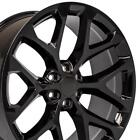 24 inch Gloss Black 5668 Wheels SET Fit Chevy & GMC Snowflake Rims