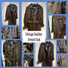 Vintage Dark Brown Leather Trench Coat